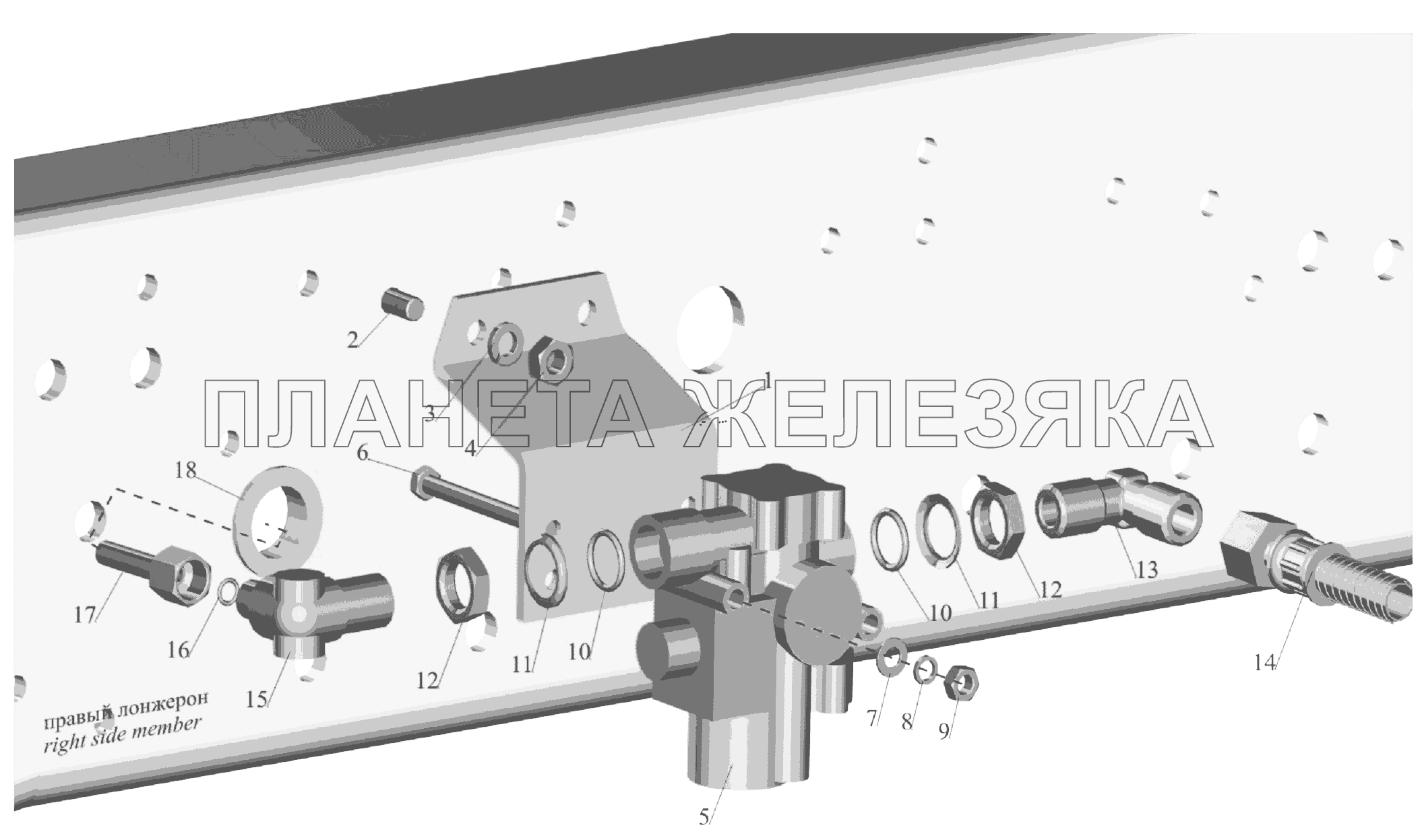 Привод стояночного и моторного тормозов МАЗ-6303A3, 6303A5